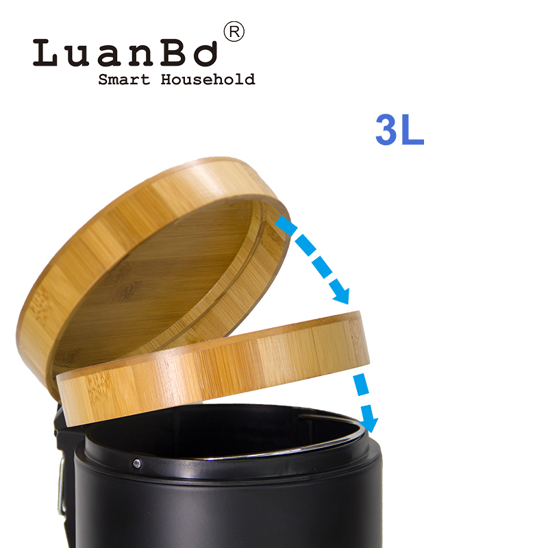 steel waste bin de bambú