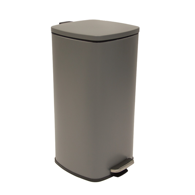 Pondal de acero inoxidable grande de 30 l Cocina cuadrado Bins Pedal de acero inoxidable con tapa cerrada suave