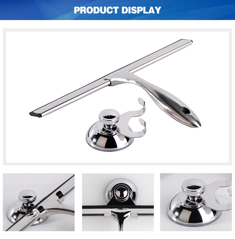 Limpiador de vidrio de ventana con 3M Hook Showegeee Precio de fábrica de acero inoxidable con cuchilla de goma reemplazable