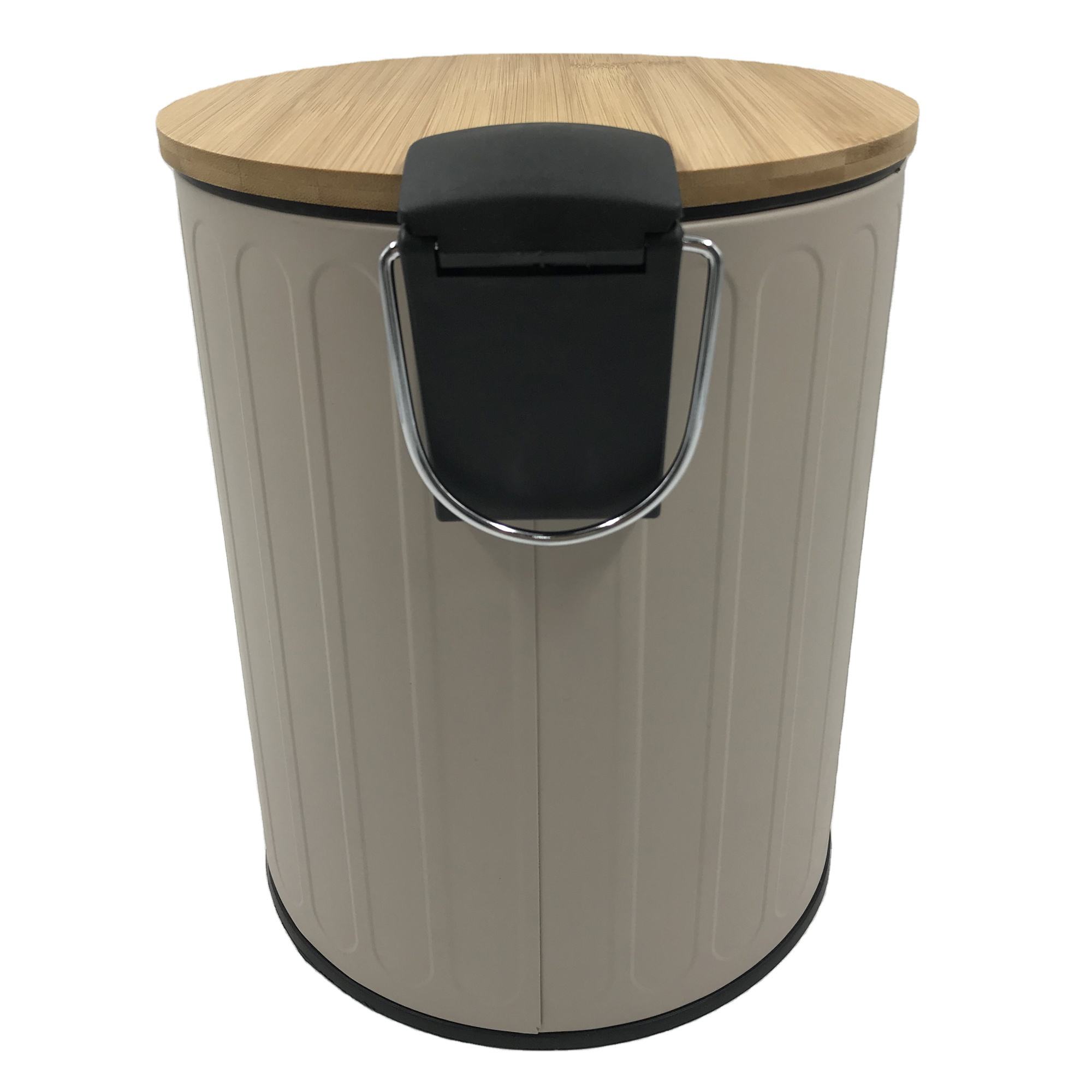 Tapa de bambú de 5l con patrones de perforación Fabricación profesional almacenamiento de desechos baratos Price Barbish Bin Bin Trash Cate Bin basura