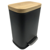 2024 Modelo popular Bamboo Lid Waste Bins Pedal de fábrica Direct Bin de acero inoxidable Bin puede pedalear Bin de desechos