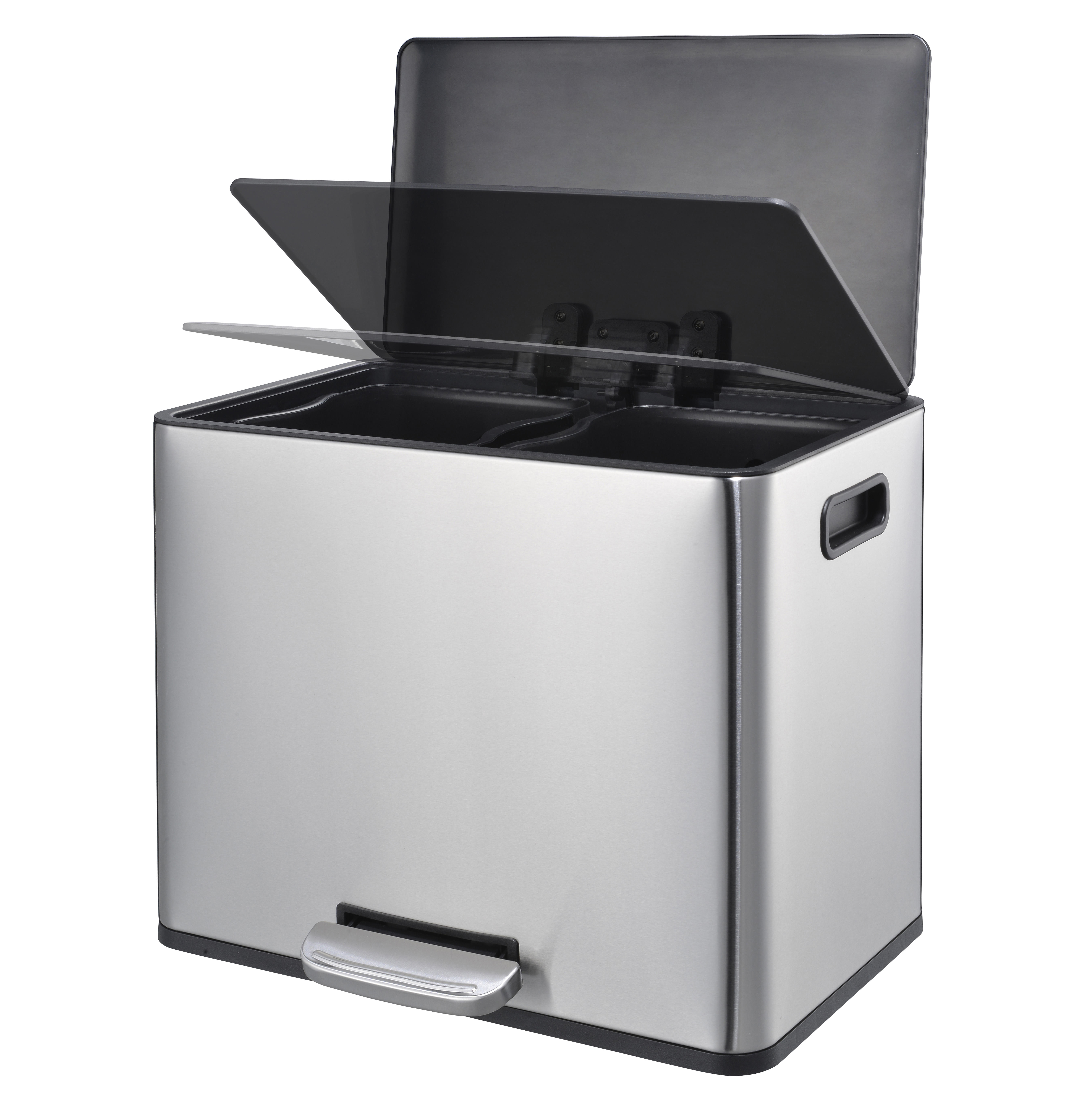 Acero inoxidable 2x10.5L Combanes de alta calidad 2 Compartimentos Pedal de pie Mat de acabado Satin Batón Cath CAN