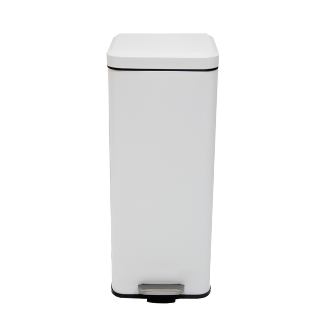 30L cuadrado Negro/Blanco Bin de cocina grande Pedal de acero inoxidable Bins Bins con tapa cerrada suave