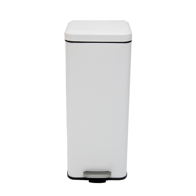 30L cuadrado Negro/Blanco Bin de cocina grande Pedal de acero inoxidable Bins Bins con tapa cerrada suave