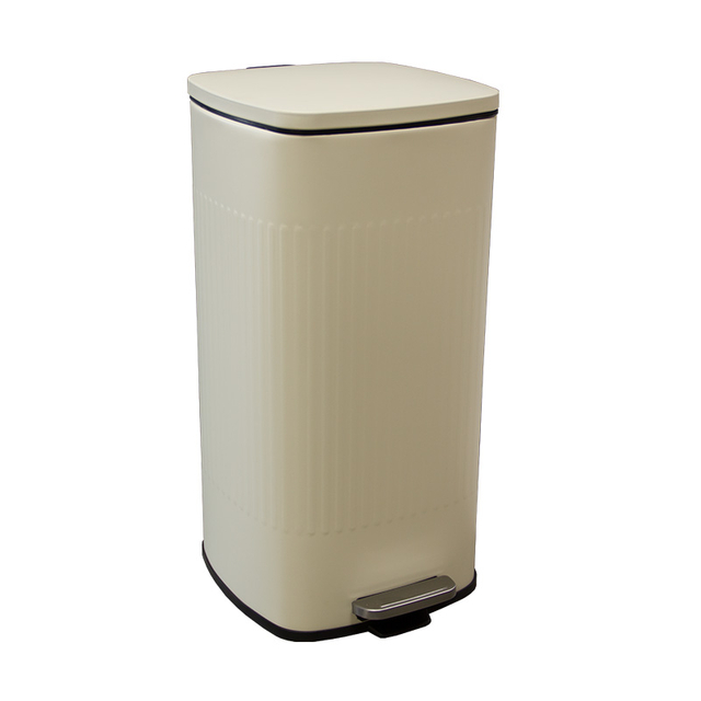 Pondal de acero inoxidable grande de 30 l Cocina cuadrado Bins Pedal de acero inoxidable con tapa cerrada suave