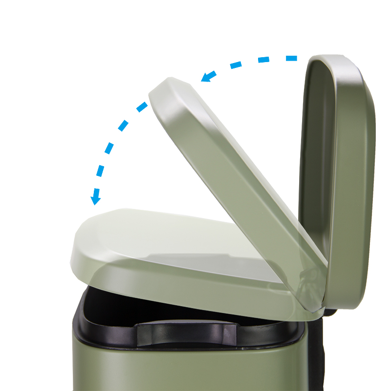 Papelera rectangular de 12 litros con pedal y tapa de cierre suave para sala de estar