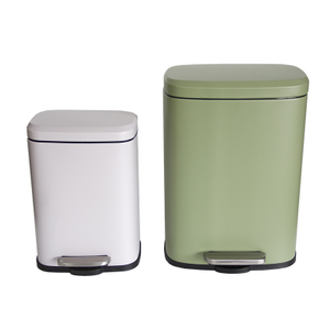 Papelera rectangular de 12 litros con pedal y tapa de cierre suave para sala de estar