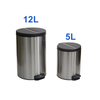 Papelera redonda con pedal de cierre suave de acero inoxidable de 12 litros con tapa de plástico para sala de estar y cocina