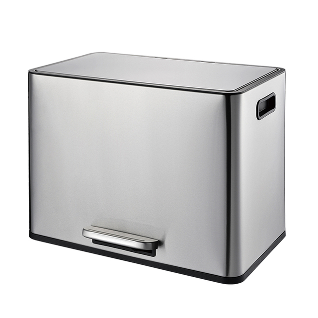 Papelera Clasificado De Acero Inoxidable Con Compartimentos Dobles (2x10L) Con Caja De Filtro De Olores Para Sala De Estar Cocina