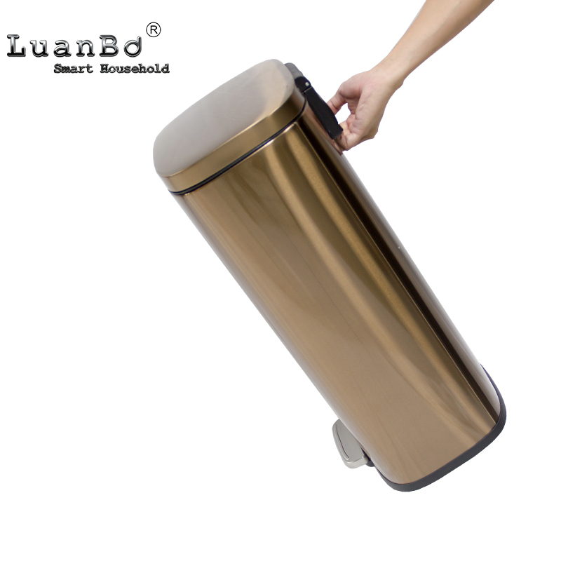 Bin de latón antiguo del pedal del cierre suave del pedal del metal del bote de basura de Retangular 5L/30L