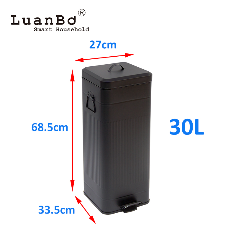 Cubo de basura con Pedal cuadrado romano de 5L/30L, cierre suave en forma de columna y permanece abierto para cocina y baño