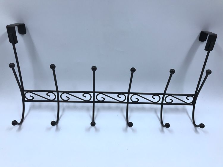 6-Hook sobre la puerta de la puerta Gancho de metal de color negro de puerta múltiple de puerta negra para la puerta