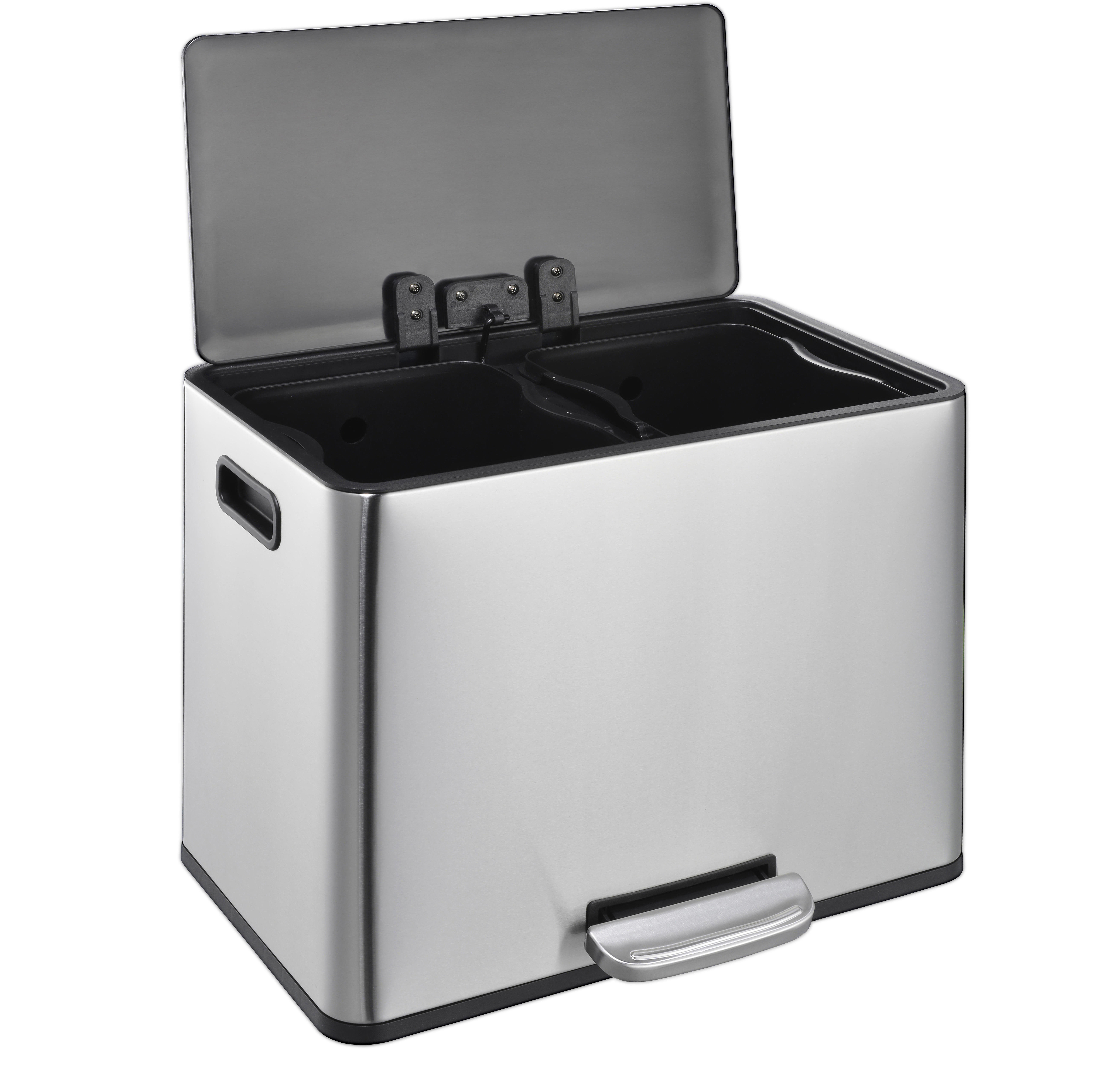 Bin doble compartimento clasificado basura puede basura de acero inoxidable basura lata de basura