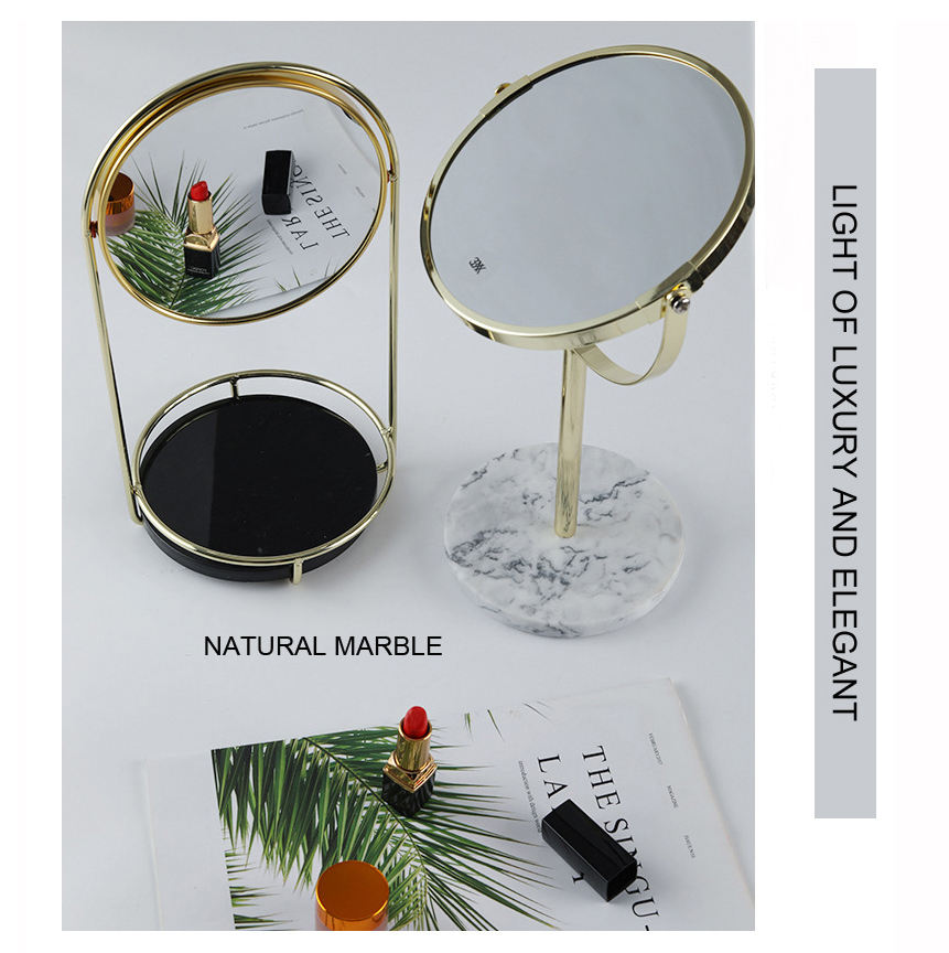 Espejo de maquillaje cosmético redondo fácil en línea con soporte