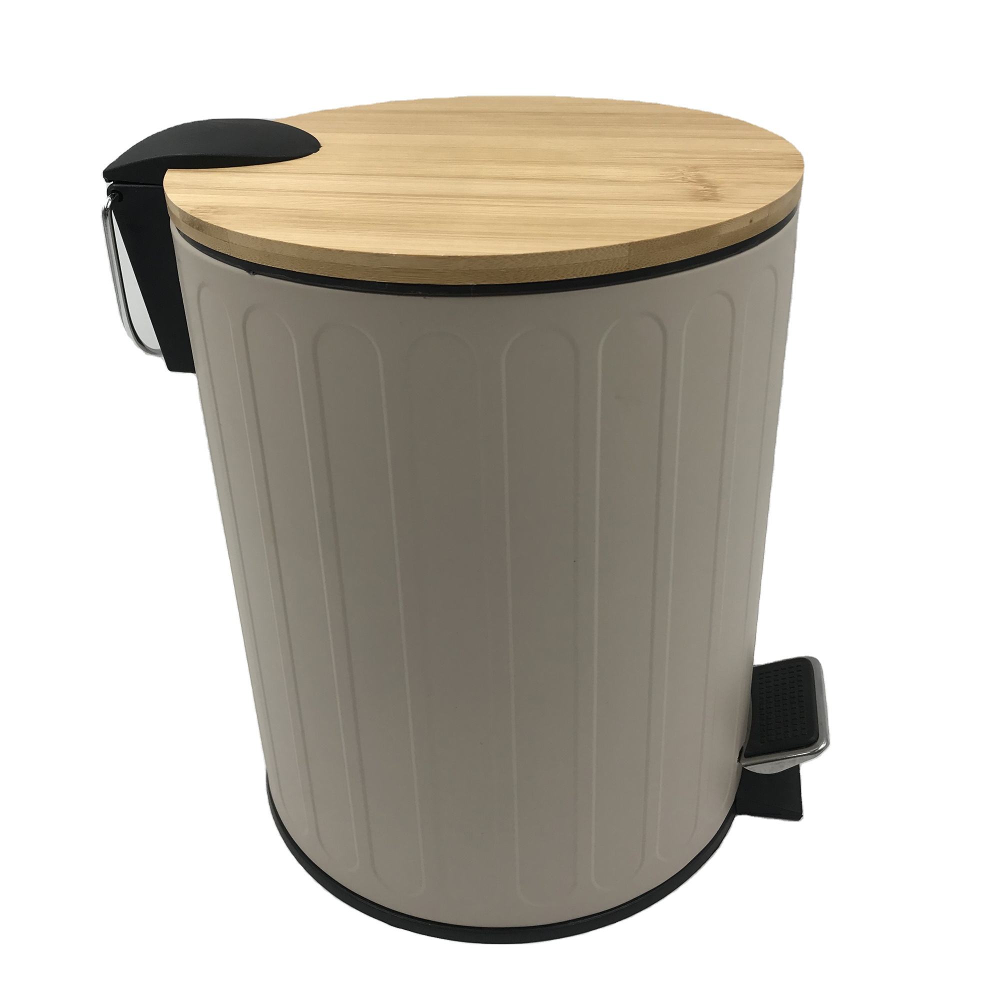 Tapa de bambú de 5l con patrones de perforación Fabricación profesional almacenamiento de desechos baratos Price Barbish Bin Bin Trash Cate Bin basura