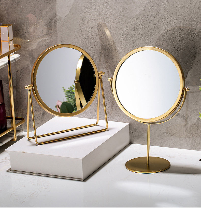 Modern de alta calidad Durable de baño Mirror cosmético en oro con recubrimiento de polvo de acero