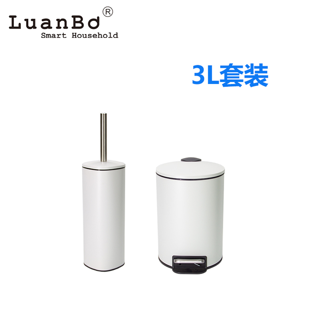 Cubo de basura con pedal que ahorra espacio y cierre suave con juego de escobilla para baño