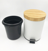 Bamboo Tapa de basura Bin Foot Step Hotel Acero inoxidable Bin de acero inoxidable