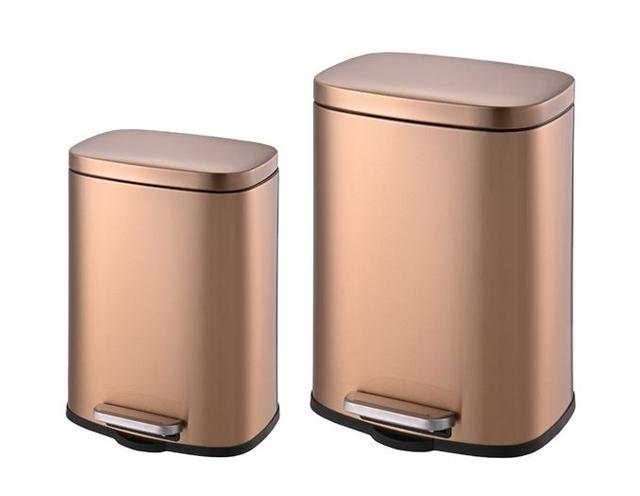 Modelos populares rectangulares de oro rosa antigua 2024 Bin de residuos Plazador de basura de bronce Bin Hot Sell Bin Pedal Bin