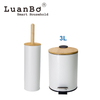 Juego de cepillo de bambú respetuoso del medio ambiente del pedal de la tapa del cierre suave 3L/5L para el cuarto de baño