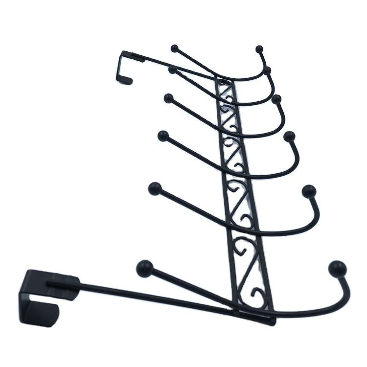 6-Hook sobre la puerta de la puerta Gancho de metal de color negro de puerta múltiple de puerta negra para la puerta