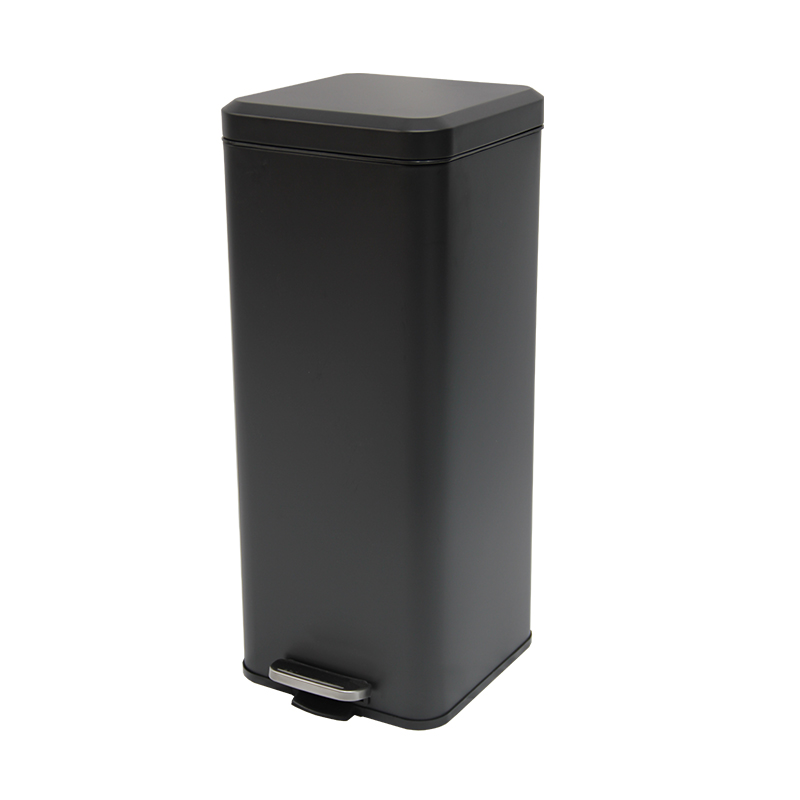 30L cuadrado Negro/Blanco Bin de cocina grande Pedal de acero inoxidable Bins Bins con tapa cerrada suave