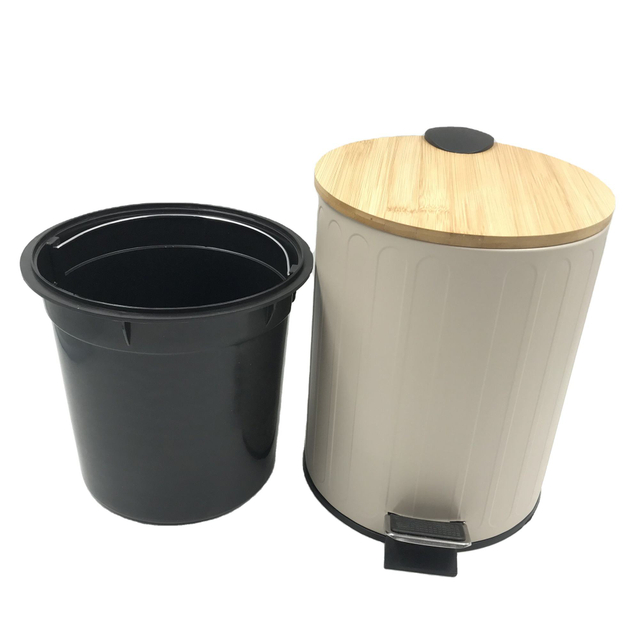 Tapa de bambú de 5l con patrones de perforación Fabricación profesional almacenamiento de desechos baratos Price Barbish Bin Bin Trash Cate Bin basura