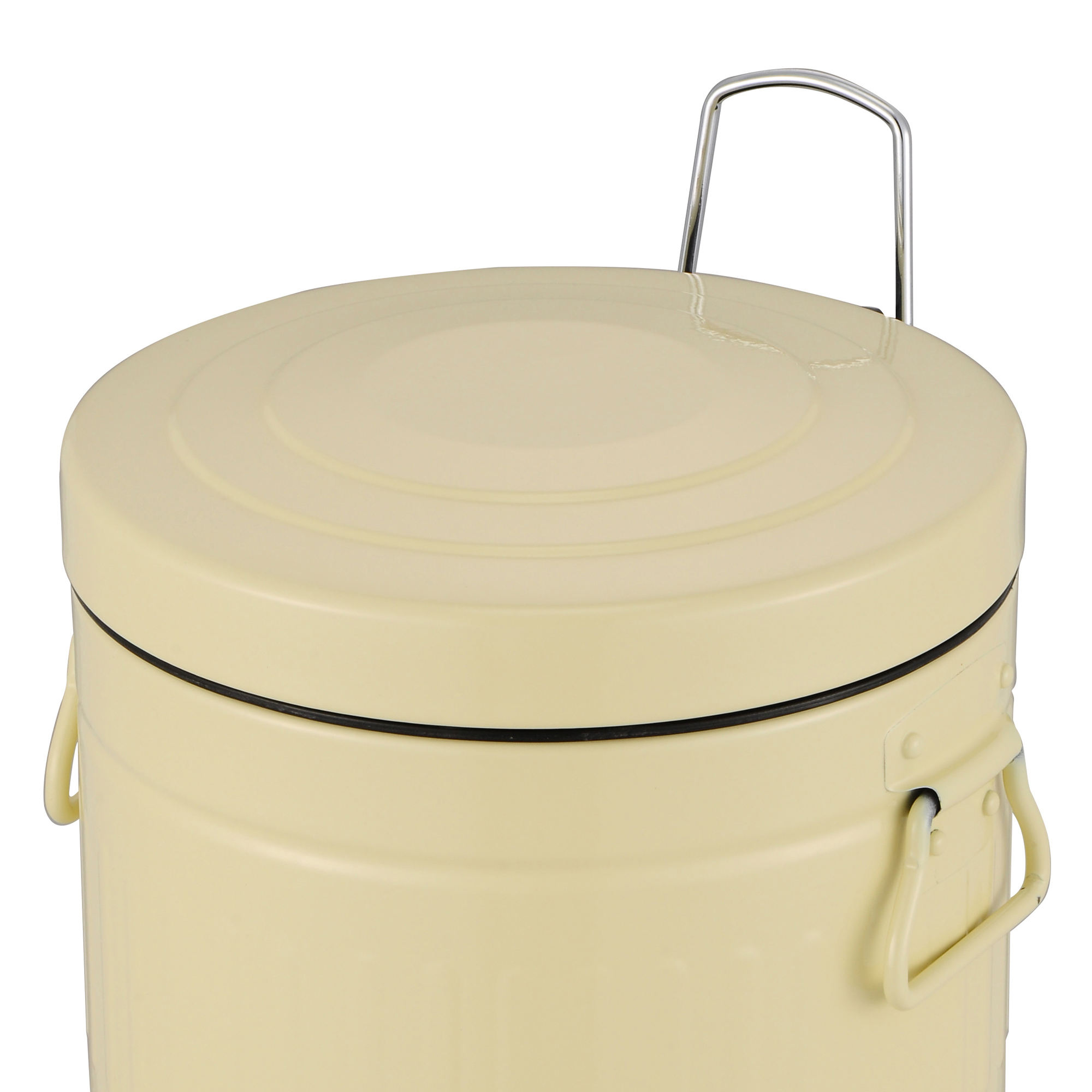 Bin de pedal de colores crema del fabricante de BSCI con perchas reciclaje de desechos de plástico con pedal y cubo interno