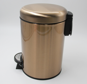 3l dorado color brillante acero inoxidable pedal contenedor de basura accesorios de baño accesorios de desecho de la basura de la basura del recubrimiento