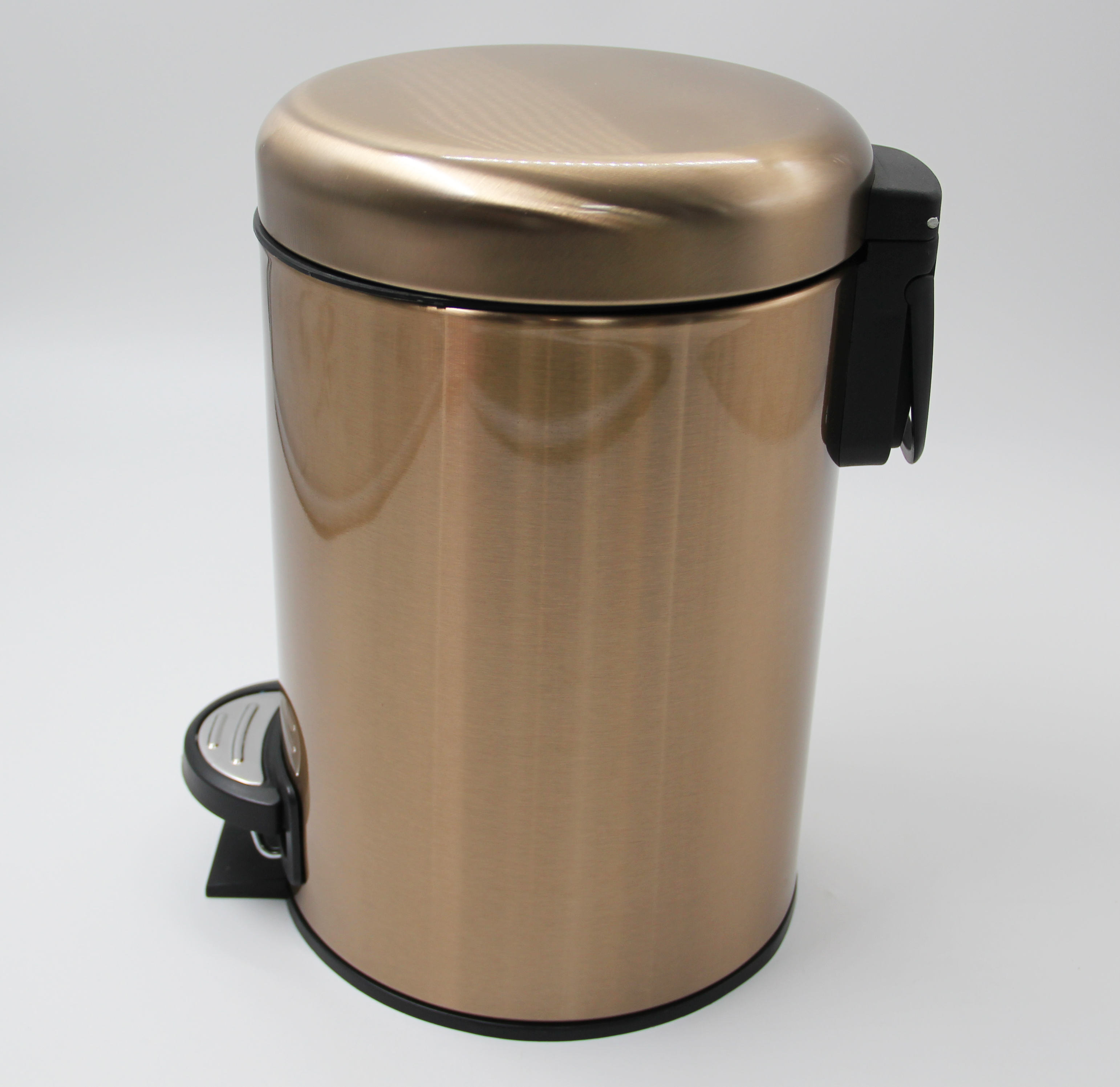 3l dorado color brillante acero inoxidable pedal contenedor de basura accesorios de baño accesorios de desecho de la basura de la basura del recubrimiento