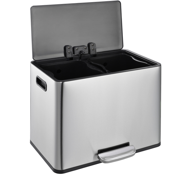 Acero inoxidable 2x10.5L Combanes de alta calidad 2 Compartimentos Pedal de pie Mat de acabado Satin Batón Cath CAN