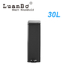 Papelera rectangular con pedal negro de diseño delgado de 30 litros con tapa suave y cerrada
