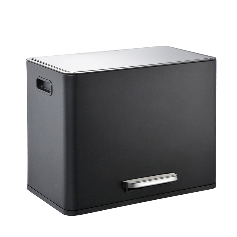 Papelera Clasificado De Acero Inoxidable Con Compartimentos Dobles (2x10L) Con Caja De Filtro De Olores Para Sala De Estar Cocina