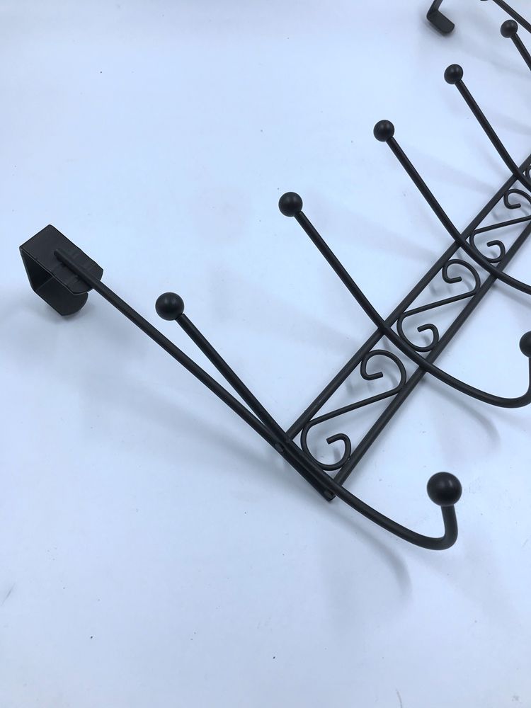 6-Hook sobre la puerta de la puerta Gancho de metal de color negro de puerta múltiple de puerta negra para la puerta