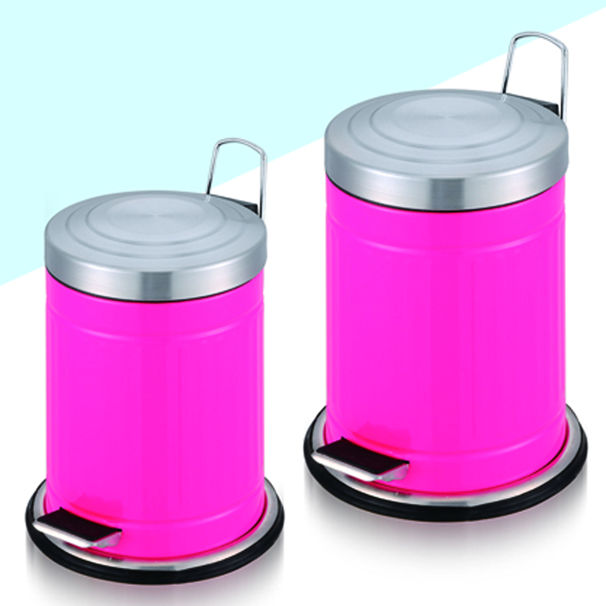 Color rosa rosa precio adecuado de alta calidad duradera usando bajo precio nuevo diseño de residuos redondos bin con pedal