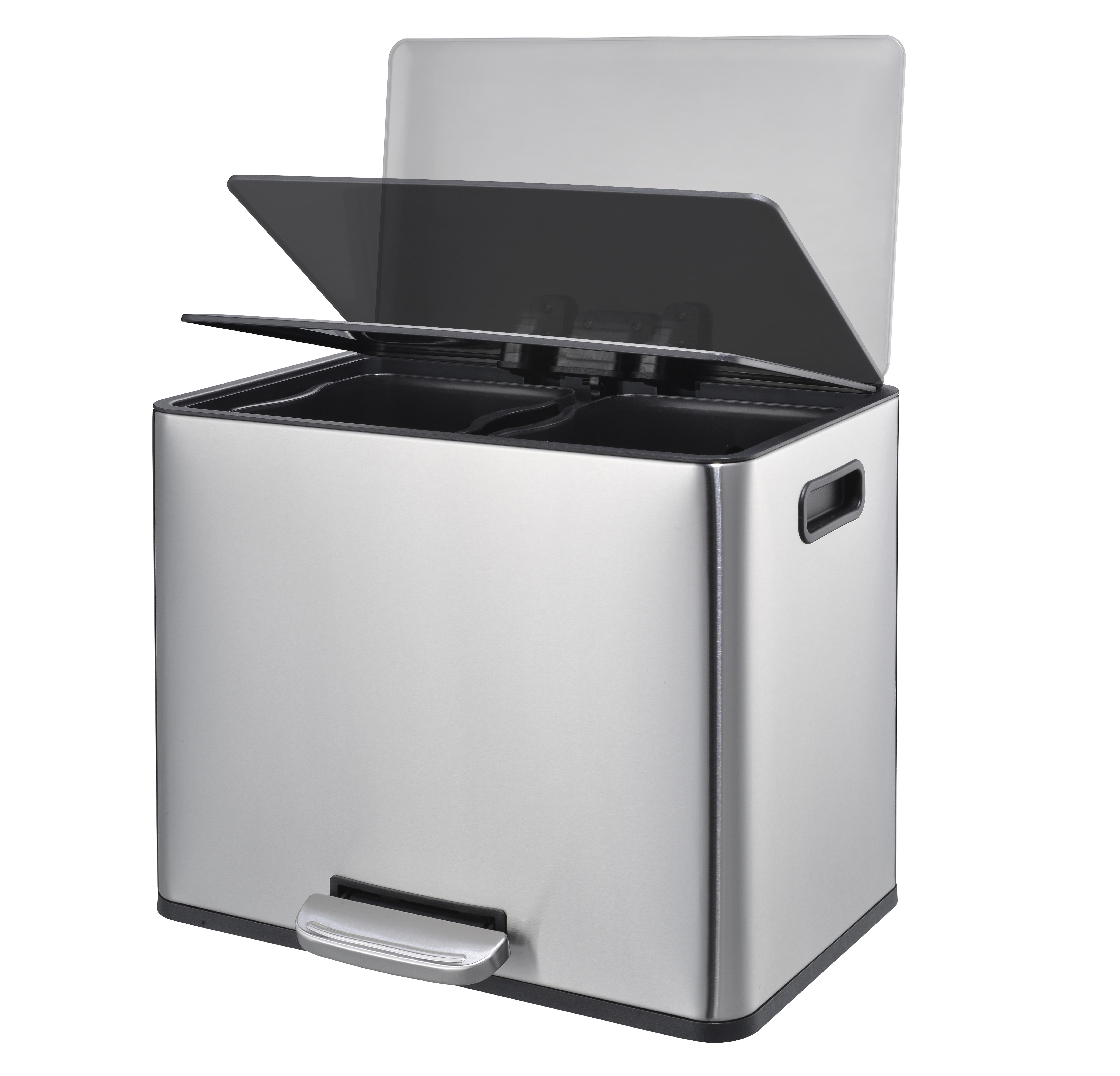 Acero inoxidable 2x10.5L Combanes de alta calidad 2 Compartimentos Pedal de pie Mat de acabado Satin Batón Cath CAN