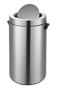 Batón de basura de tapa de acero inoxidable de acero inoxidable de 40L para el hogar y la oficina, para tierra y escritorio