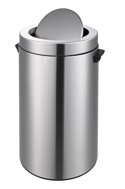 Batón de basura de tapa de acero inoxidable de acero inoxidable de 40L para el hogar y la oficina, para tierra y escritorio
