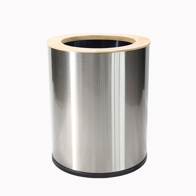 NUEVA LLEGA 9L Bins de desechos de tapa de bambú de bambúo de acero inoxidable CAN
