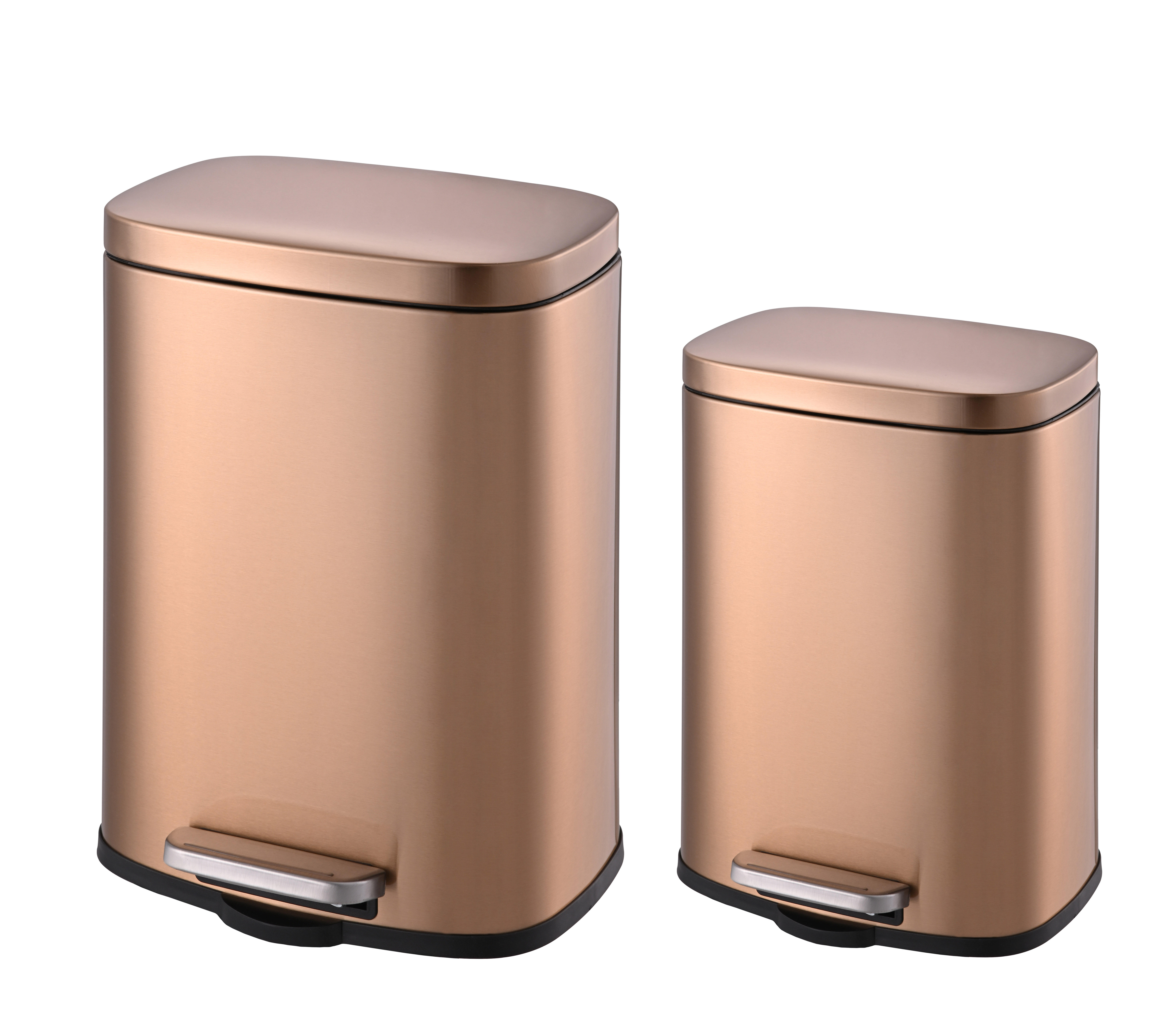 Modelos populares rectangulares de oro rosa antigua 2024 Bin de residuos Plazador de basura de bronce Bin Hot Sell Bin Pedal Bin