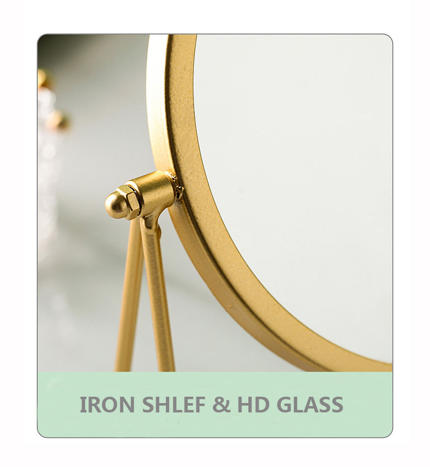 Modern de alta calidad Durable de baño Mirror cosmético en oro con recubrimiento de polvo de acero