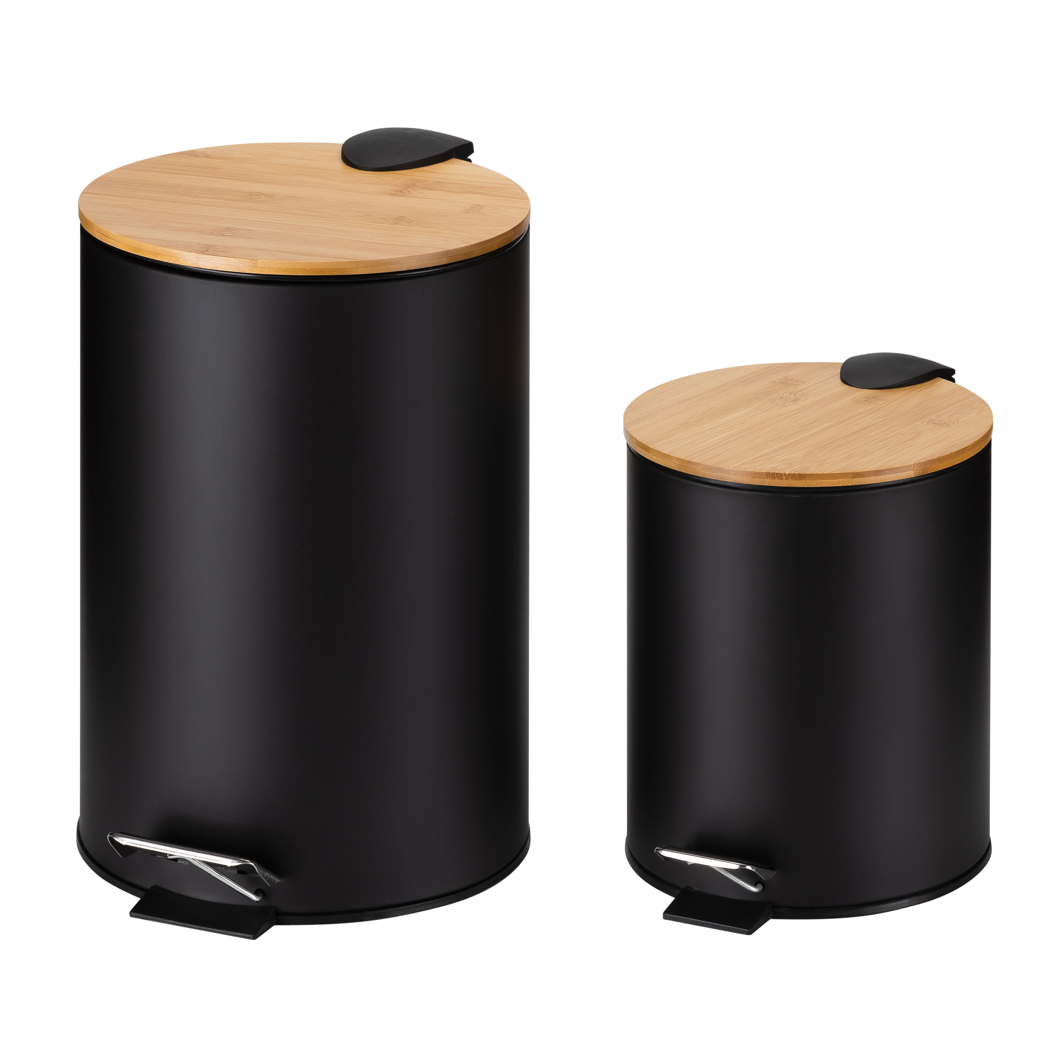 2024 Modelo popular Bin de basura 30 L Pedal Bin de plástico Bin de baño con tapa de bambú de pedal