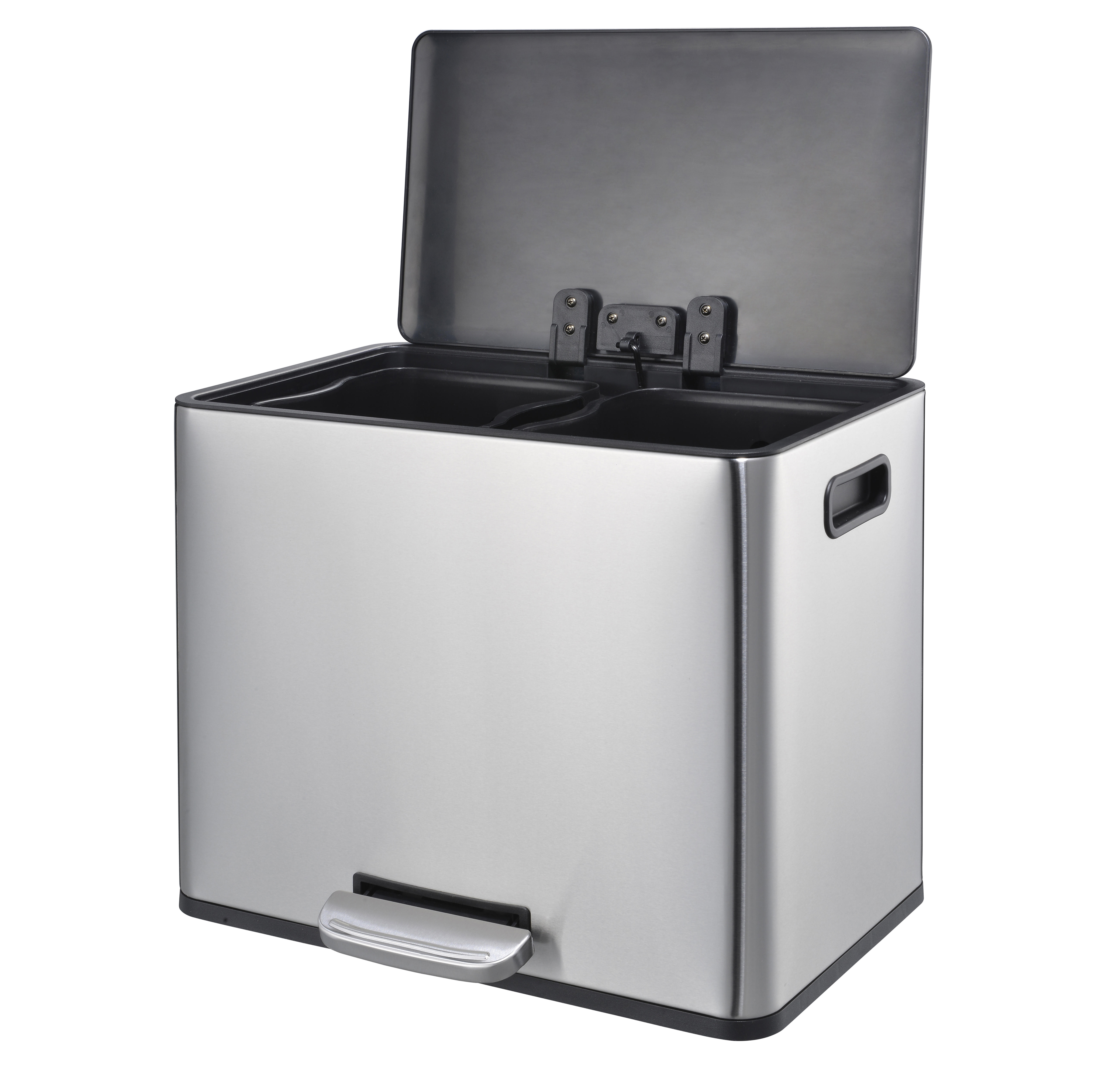 Acero inoxidable 2x10.5L Combanes de alta calidad 2 Compartimentos Pedal de pie Mat de acabado Satin Batón Cath CAN