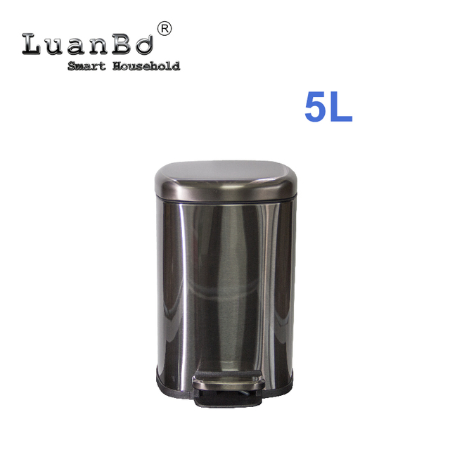Nueva llegada 5L Pedal Bin tapa de cierre suave para baño y baño