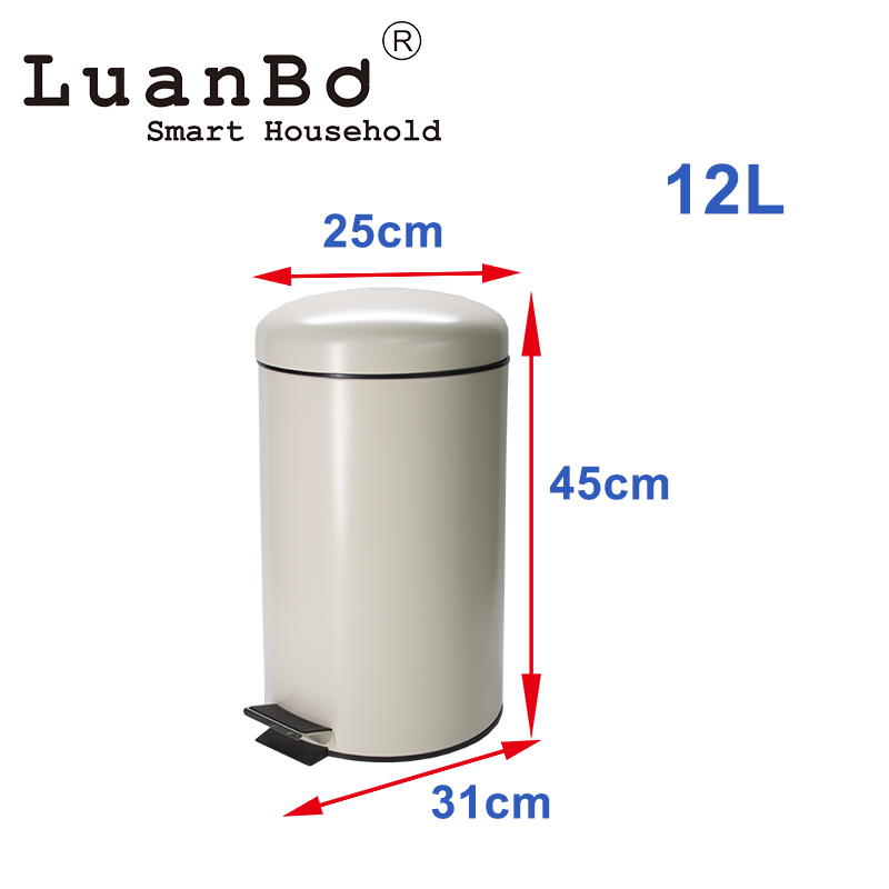Bote de basura de metal con recubrimiento en polvo de 12 litros, contenedor de basura a prueba de herrumbre para cocina, baño, oficina