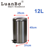 Bote de basura de metal de acero inoxidable de 12 litros, contenedor de basura a prueba de herrumbre para cocina, baño, oficina