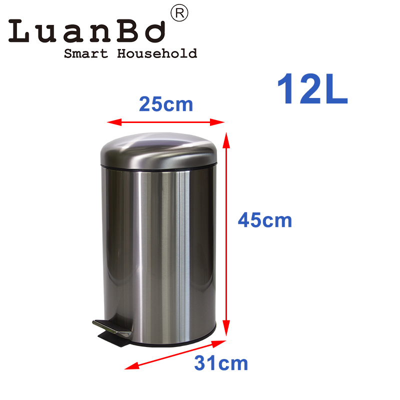 Bote de basura de metal de acero inoxidable de 12 litros, contenedor de basura a prueba de herrumbre para cocina, baño, oficina