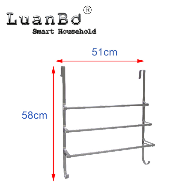 Toallero de metal de tres capas, instalación gratuita con gancho, ahorro de espacio para baño