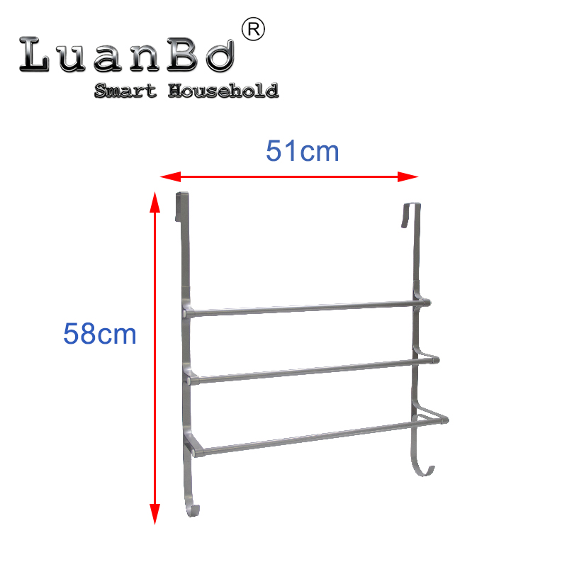 Toallero de metal de tres capas, instalación gratuita con gancho, ahorro de espacio para baño