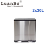 Contenedor de reciclaje de doble compartimento de 2x30L, bote de basura de clasificación de gran capacidad para cocina, hogar, garaje